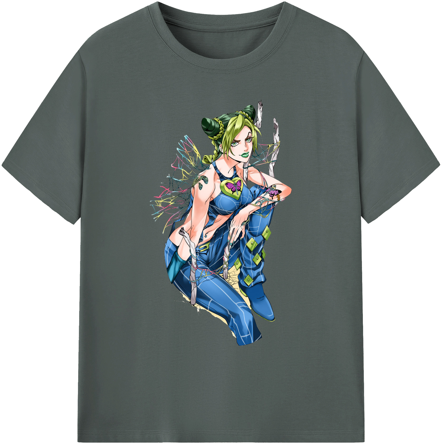 （画像用） "ジョジョの奇妙な冒険 くうじょう ジョリーン JoJo's Bizarre Adventure Jolyne Cujoh " 綿100％ メンズ半袖Tシャツ｜肌触りやわらか＆通気性